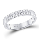 14kt White Gold Womens Round Diamond Double Row Band Ring 1/4 Cttw