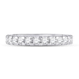 14kt White Gold Womens Round Diamond Single Row Anniversary Ring 1 Cttw