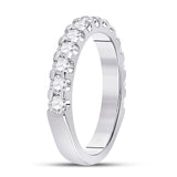 14kt White Gold Womens Round Diamond Single Row Anniversary Ring 1 Cttw