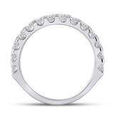 14kt White Gold Womens Round Diamond Single Row Anniversary Ring 1 Cttw