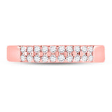 14kt Rose Gold Womens Round Diamond Double Row Band Ring 1/4 Cttw