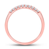14kt Rose Gold Womens Round Diamond Double Row Band Ring 1/4 Cttw