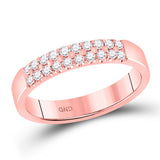 14kt Rose Gold Womens Round Diamond Double Row Band Ring 1/4 Cttw