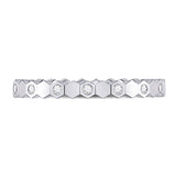 14kt White Gold Womens Round Diamond Machine-Set Band Ring 1/8 Cttw