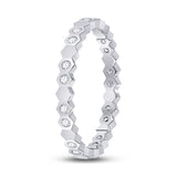 14kt White Gold Womens Round Diamond Machine-Set Band Ring 1/5 Cttw