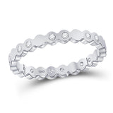 14kt White Gold Womens Round Diamond Machine-Set Band Ring 1/8 Cttw