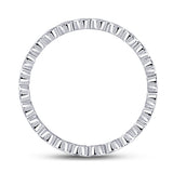 14kt White Gold Womens Round Diamond Machine-Set Band Ring 1/12 Cttw