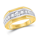 10kt Two-tone Gold Mens Round Diamond Graduated Band Ring 1 Cttw