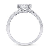 10kt White Gold Womens Round Diamond Bypass Flower Cluster Ring 1/2 Cttw