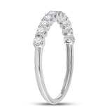 14kt White Gold Womens Round Diamond Classic Anniversary Band Ring 1/2 Cttw