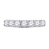 14kt White Gold Womens Round Diamond Classic Anniversary Band Ring 1 Cttw