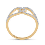 10kt Yellow Gold Womens Round Diamond Negative Space Heart Ring 1/5 Cttw
