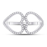 10kt White Gold Womens Round Diamond Negative Space Heart Ring 1/5 Cttw