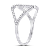 10kt White Gold Womens Round Diamond Negative Space Heart Ring 1/5 Cttw