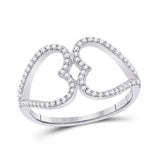 10kt White Gold Womens Round Diamond Negative Space Heart Ring 1/5 Cttw
