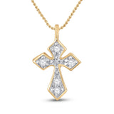10kt Yellow Gold Womens Round Diamond Cross Pendant 1/20 Cttw