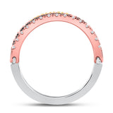 10kt Tri-Tone Gold Womens Round Brown Diamond Convertible Stackable Band Ring 3/4 Cttw