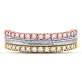 10kt Tri-Tone Gold Womens Round Brown Diamond Convertible Stackable Band Ring 3/4 Cttw