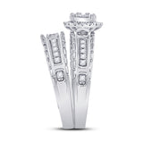14kt White Gold His Hers Round Diamond Cluster Matching Wedding Set 5/8 Cttw