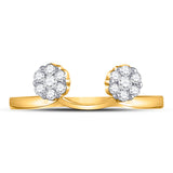14kt Yellow Gold Womens Round Diamond Wrap Ring Guard Enhancer 1/4 Cttw