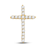 14kt Yellow Gold Womens Round Diamond Cross Pendant 1/2 Cttw