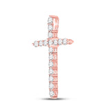 14kt Rose Gold Womens Round Diamond Cross Pendant 1/2 Cttw