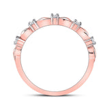 14kt Rose Gold Womens Round Diamond 5-Stone Stackable Band Ring 1/10 Cttw