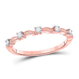 14kt Rose Gold Womens Round Diamond 5-Stone Stackable Band Ring 1/10 Cttw