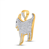 10kt Yellow Gold Mens Round Diamond Goat Animal Charm Pendant 2-5/8 Cttw