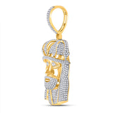10kt Yellow Gold Mens Round Diamond Jesus Crown Charm Pendant 3 Cttw