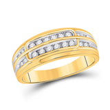 10kt Yellow Gold His Hers Round Diamond Halo Matching Wedding Set 7/8 Cttw