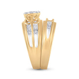 10kt Yellow Gold His Hers Round Diamond Halo Matching Wedding Set 7/8 Cttw
