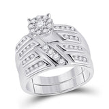 10kt White Gold His Hers Round Diamond Solitaire Matching Wedding Set 1 Cttw