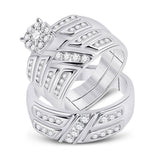 10kt White Gold His Hers Round Diamond Solitaire Matching Wedding Set 1 Cttw