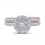 14kt Two-tone Gold Round Diamond Bridal Wedding Ring Band Set 1 Cttw