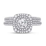 14kt Two-tone Gold Round Diamond Bridal Wedding Ring Band Set 1-7/8 Cttw