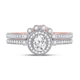 14kt Two-tone Gold Oval Diamond Bridal Wedding Ring Band Set 1 Cttw