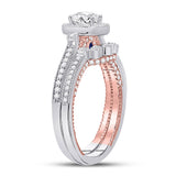 14kt Two-tone Gold Oval Diamond Bridal Wedding Ring Band Set 1 Cttw