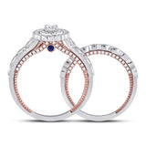14kt Two-tone Gold Round Diamond Bridal Wedding Ring Band Set 1 Cttw