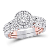 14kt Two-tone Gold Round Diamond Bridal Wedding Ring Band Set 1 Cttw