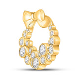 10kt Yellow Gold Womens Round Diamond Holiday Wreath Pendant 1/2 Cttw