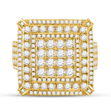 10kt Yellow Gold Mens Round Diamond Square Ring 3-1/3 Cttw