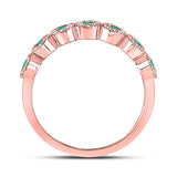 10kt Rose Gold Womens Round Emerald Diamond Stackable Band Ring 1/2 Cttw