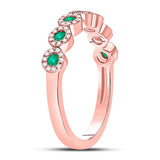 10kt Rose Gold Womens Round Emerald Diamond Stackable Band Ring 1/2 Cttw
