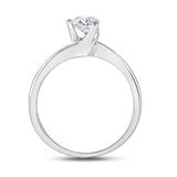 14kt White Gold Womens Round Diamond Solitaire Bridal Wedding Engagement Ring 1/2 Cttw