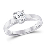 14kt White Gold Womens Round Diamond Solitaire Bridal Wedding Engagement Ring 3/4 Cttw