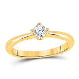 14kt Yellow Gold Womens Round Diamond Solitaire Bridal Wedding Engagement Ring 1/4 Cttw