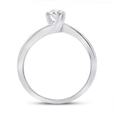 14kt White Gold Womens Round Diamond Solitaire Bridal Wedding Engagement Ring 1/4 Cttw