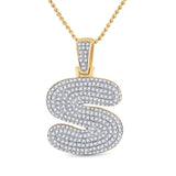 10kt Yellow Gold Mens Round Diamond Bubble S Letter Charm Pendant 3/4 Cttw