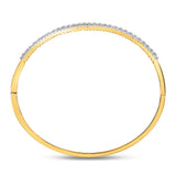 14kt Yellow Gold Womens Round Diamond Bangle Bracelet 1-7/8 Cttw